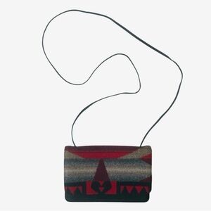 Pendleton Wool Red and Gray Crossbody Wallet Bag